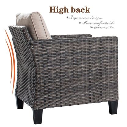 Set da conversazione con divano a due posti in vimini da giardino OVIOS da 6 pezzi