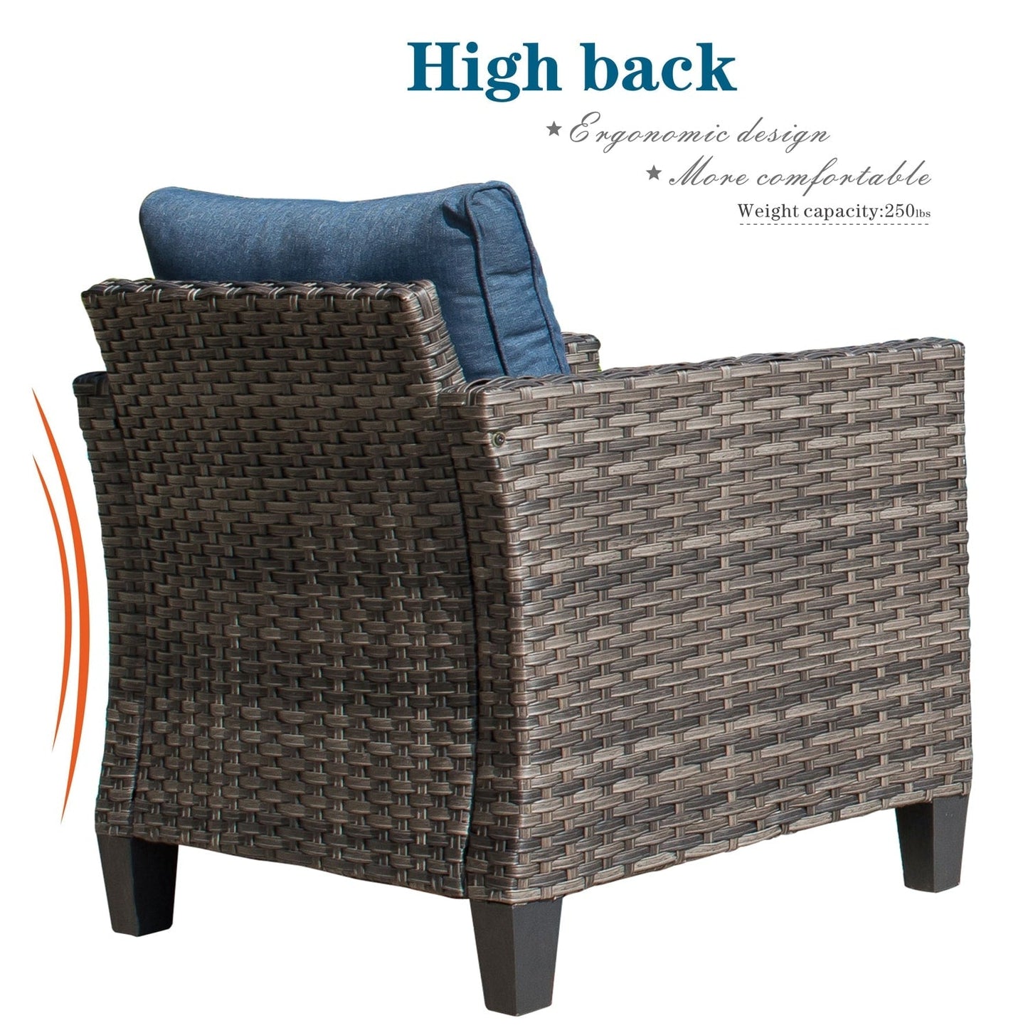 Set da conversazione con divano a due posti in vimini da giardino OVIOS da 6 pezzi