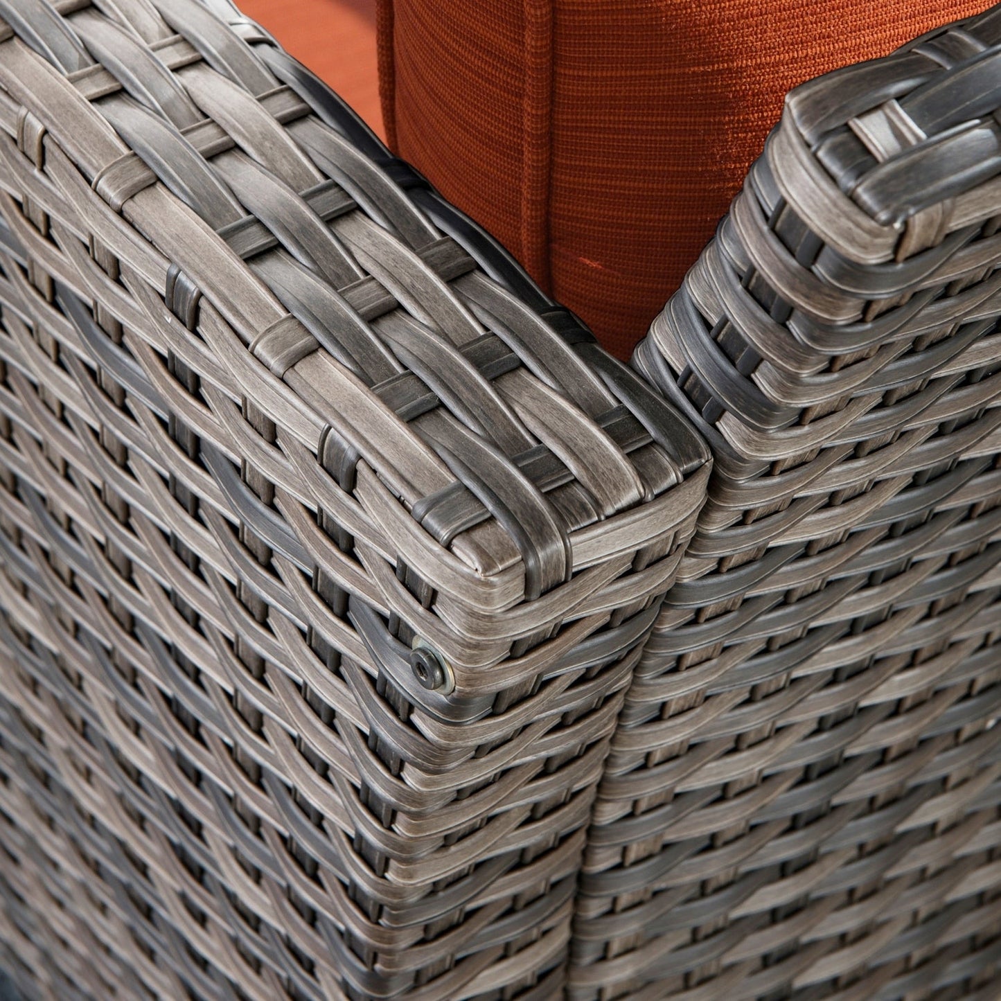 Set da conversazione con divano a due posti in vimini da giardino OVIOS da 6 pezzi