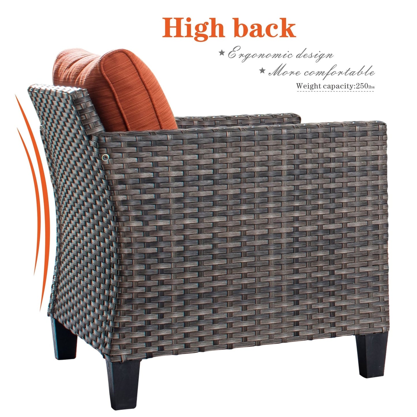 Set da conversazione con divano a due posti in vimini da giardino OVIOS da 6 pezzi