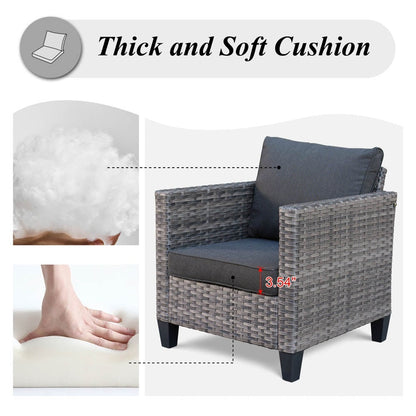 Set da conversazione in vimini per esterni OVIOS da 6 pezzi con braciere da 30 cm