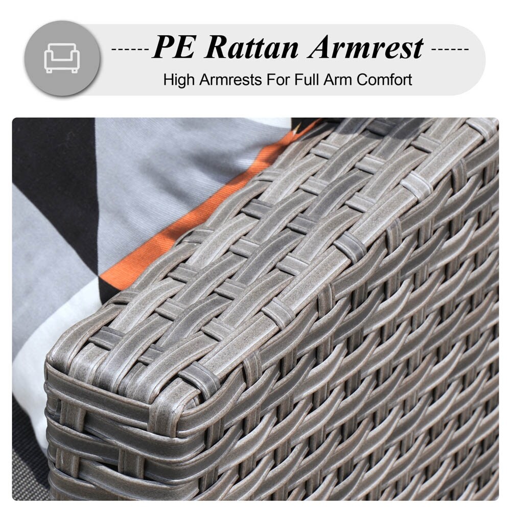 Set da conversazione in vimini per esterni OVIOS da 6 pezzi con braciere da 30 cm