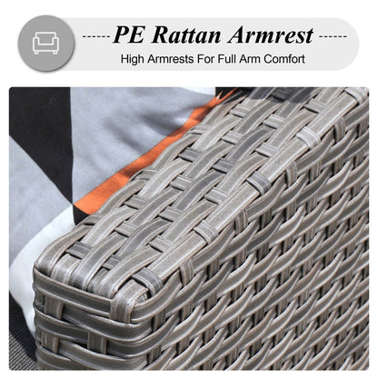 Set da conversazione in vimini per esterni OVIOS da 6 pezzi con braciere da 30 cm