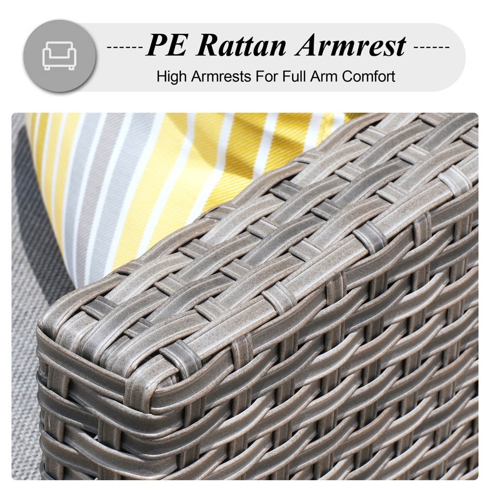 Set da conversazione in vimini per esterni OVIOS da 6 pezzi con braciere da 30 cm