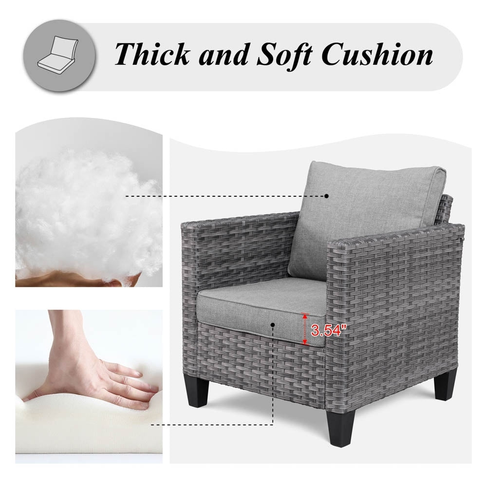 Set da conversazione in vimini per esterni OVIOS da 6 pezzi con braciere da 30 cm