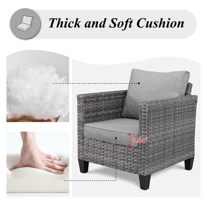 Set da conversazione in vimini per esterni OVIOS da 6 pezzi con braciere da 30 cm