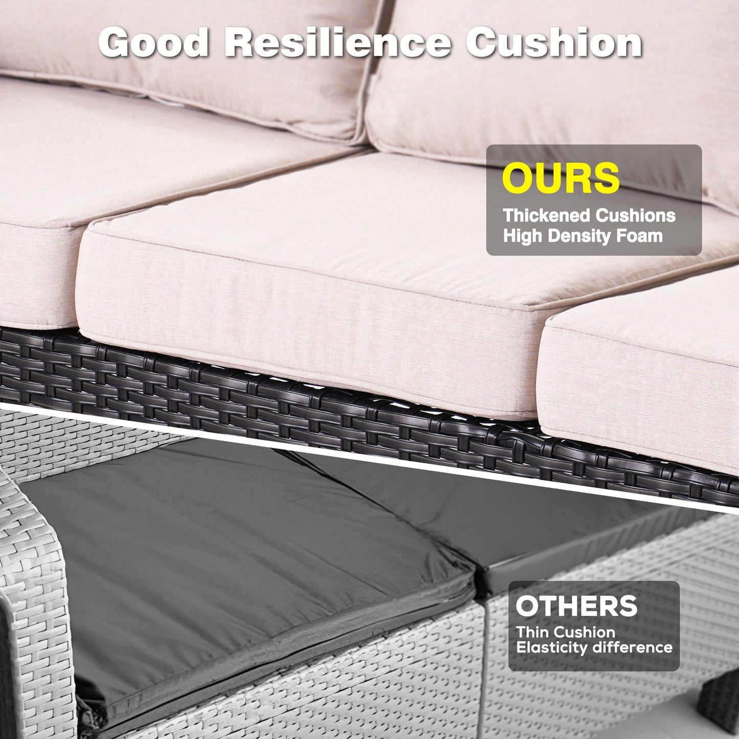 Set da conversazione in vimini da giardino OVIOS da 6 pezzi con sedie girevoli