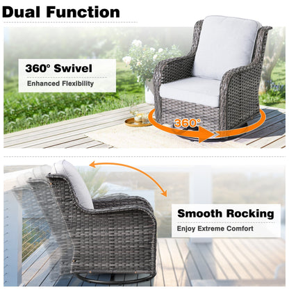 Set da conversazione in vimini da giardino OVIOS da 6 pezzi con sedie girevoli