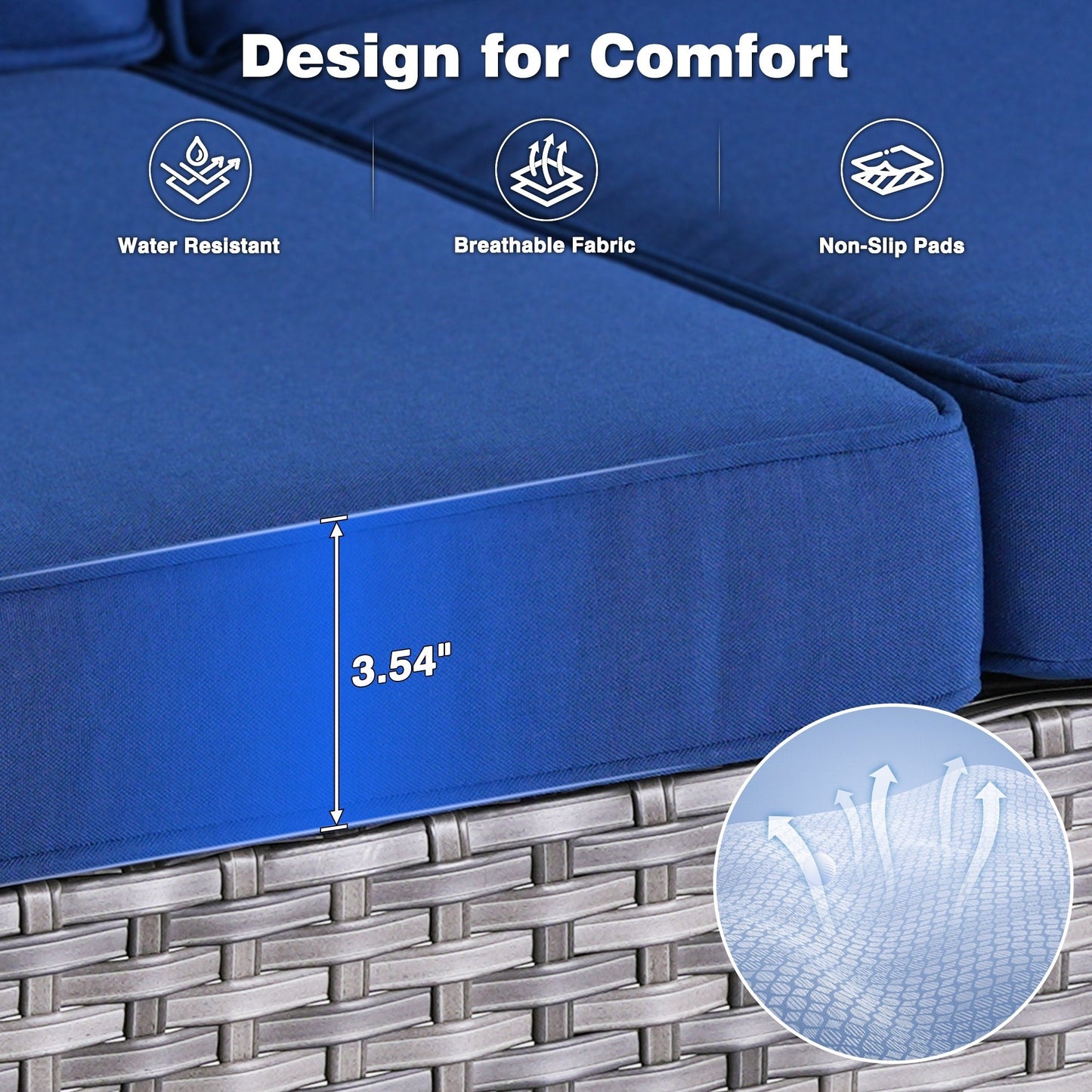 Set da conversazione in vimini da giardino OVIOS da 6 pezzi con sedie girevoli