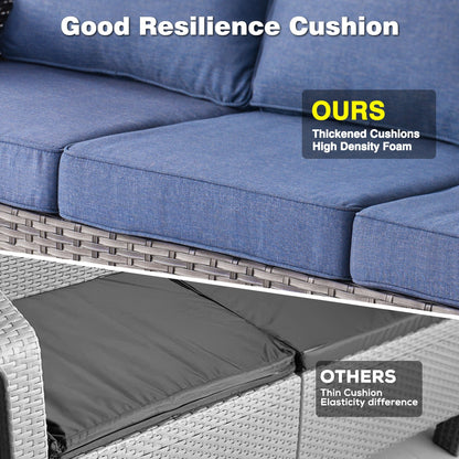 Set da conversazione in vimini da giardino OVIOS da 6 pezzi con sedie girevoli