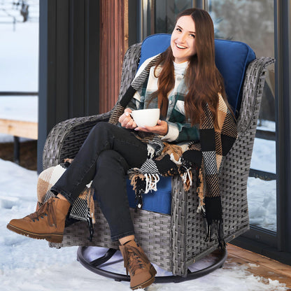 Set da conversazione in vimini da giardino OVIOS da 6 pezzi con sedie girevoli