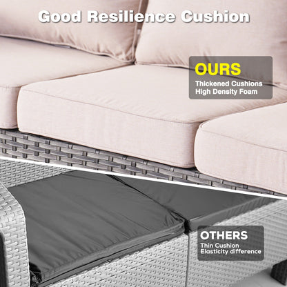 Set da conversazione in vimini da giardino OVIOS da 6 pezzi con sedie girevoli