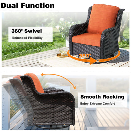 Set da conversazione in vimini da giardino OVIOS da 6 pezzi con sedie girevoli