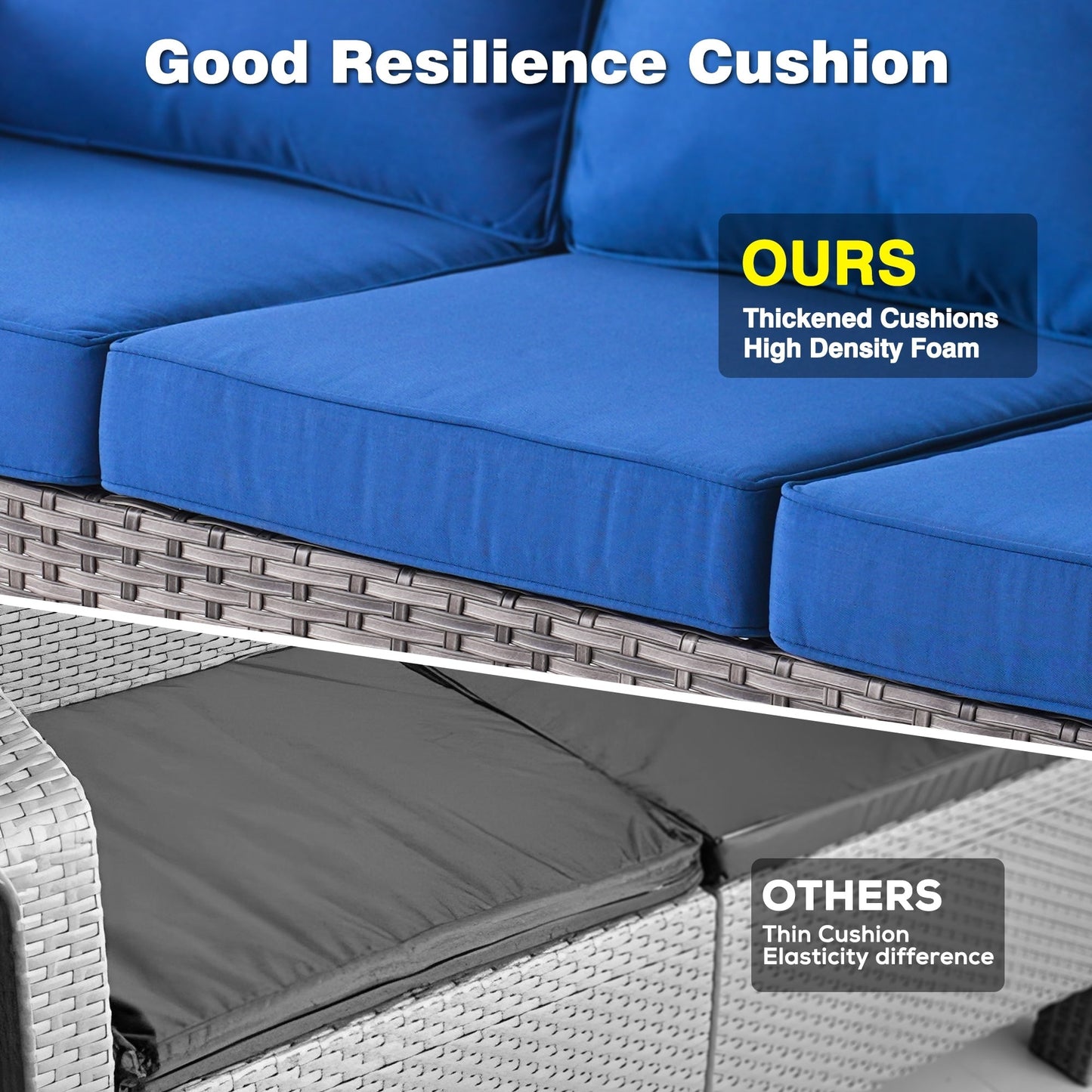 Set da conversazione in vimini da giardino OVIOS da 6 pezzi con sedie girevoli