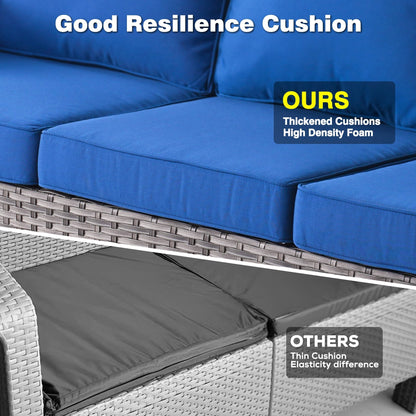 Set da conversazione in vimini da giardino OVIOS da 6 pezzi con sedie girevoli