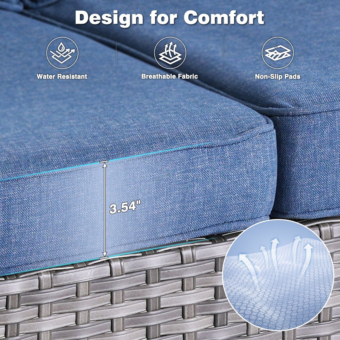 Set da conversazione in vimini da giardino OVIOS da 6 pezzi con sedie girevoli