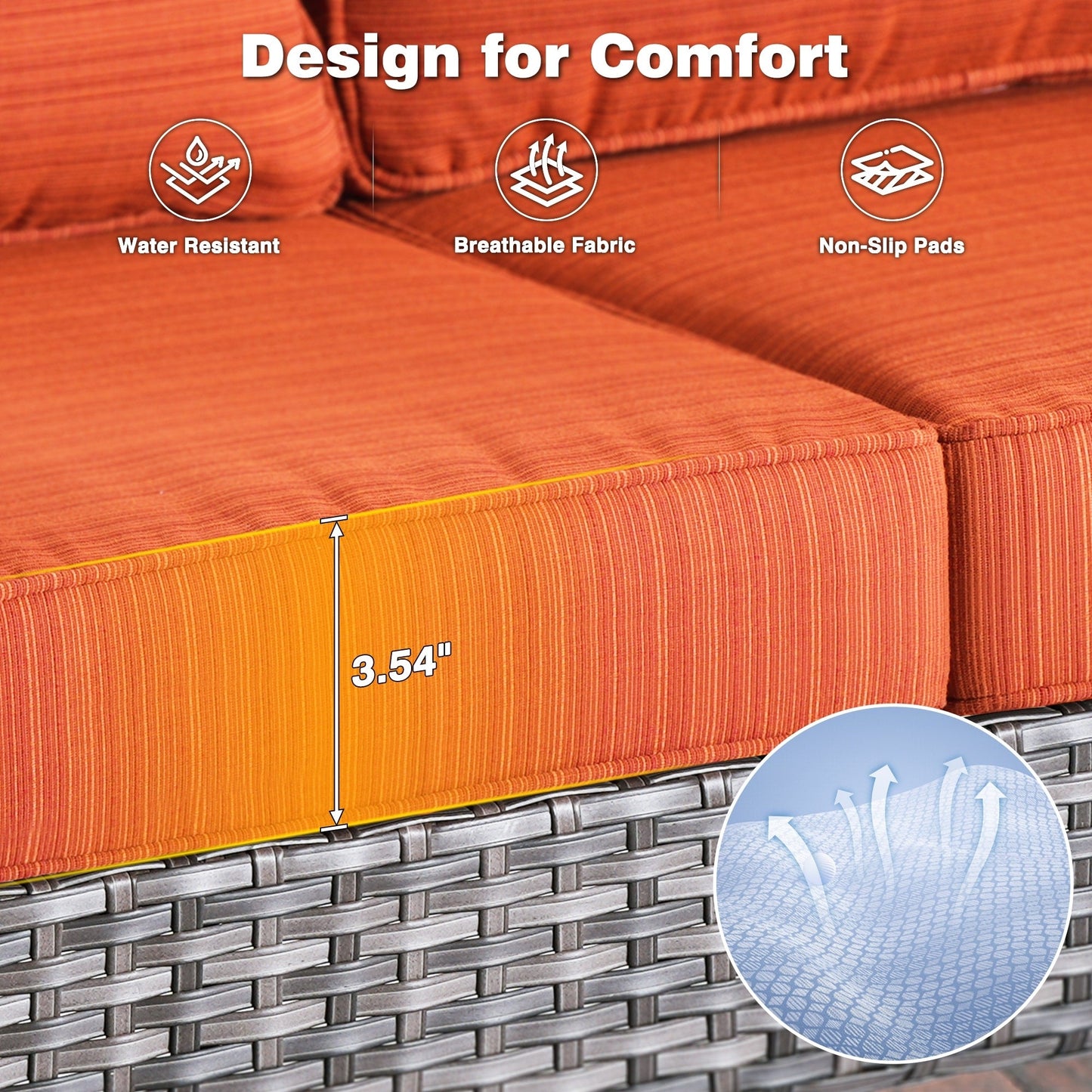 Set da conversazione in vimini da giardino OVIOS da 6 pezzi con sedie girevoli