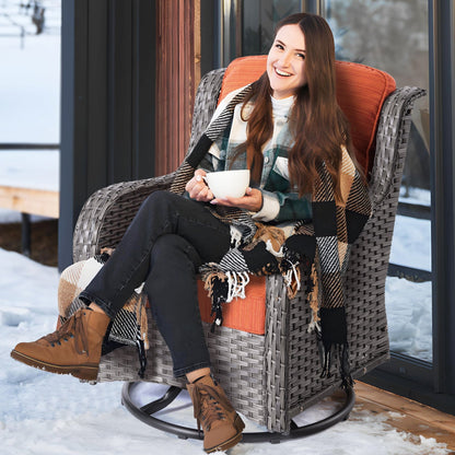 Set da conversazione in vimini da giardino OVIOS da 6 pezzi con sedie girevoli