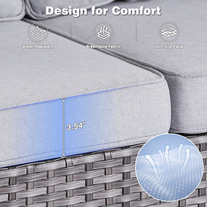 Set da conversazione in vimini da giardino OVIOS da 6 pezzi con sedie girevoli