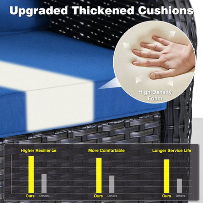 Set da conversazione in vimini da giardino OVIOS da 6 pezzi con sedie girevoli