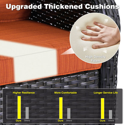 Set da conversazione in vimini da giardino OVIOS da 6 pezzi con sedie girevoli