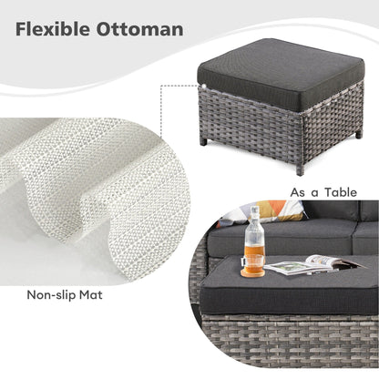 Set da conversazione con divano a due posti in vimini da giardino OVIOS da 6 pezzi