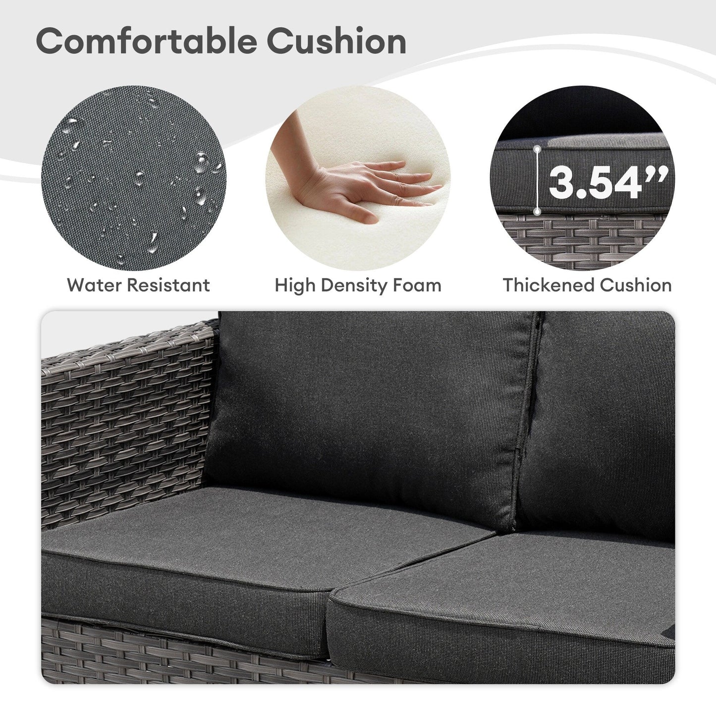 Set da conversazione con divano a due posti in vimini da giardino OVIOS da 6 pezzi