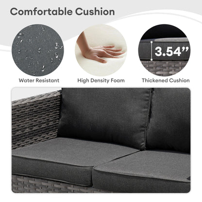 Set da conversazione con divano a due posti in vimini da giardino OVIOS da 6 pezzi