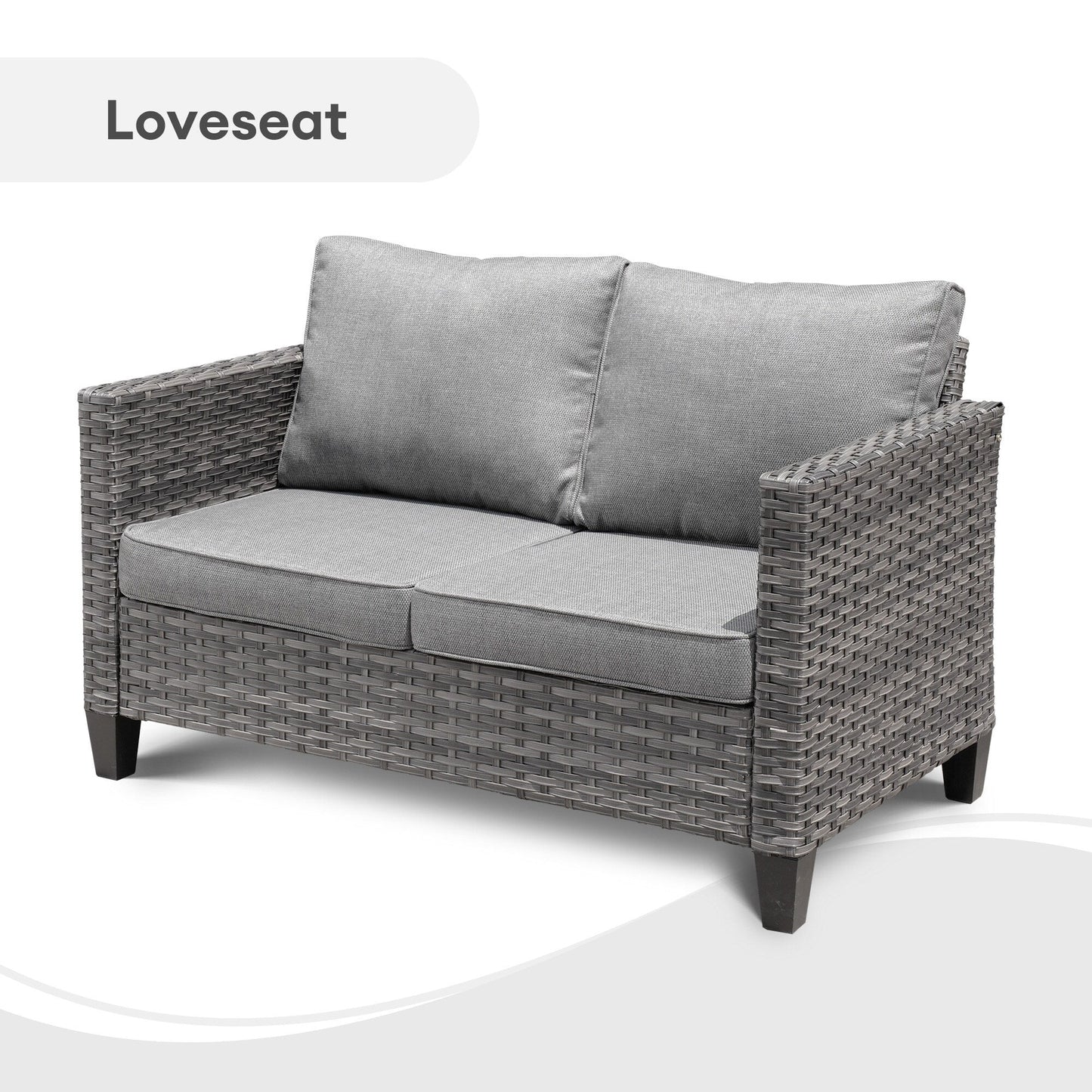 Set da conversazione con divano a due posti in vimini da giardino OVIOS da 6 pezzi