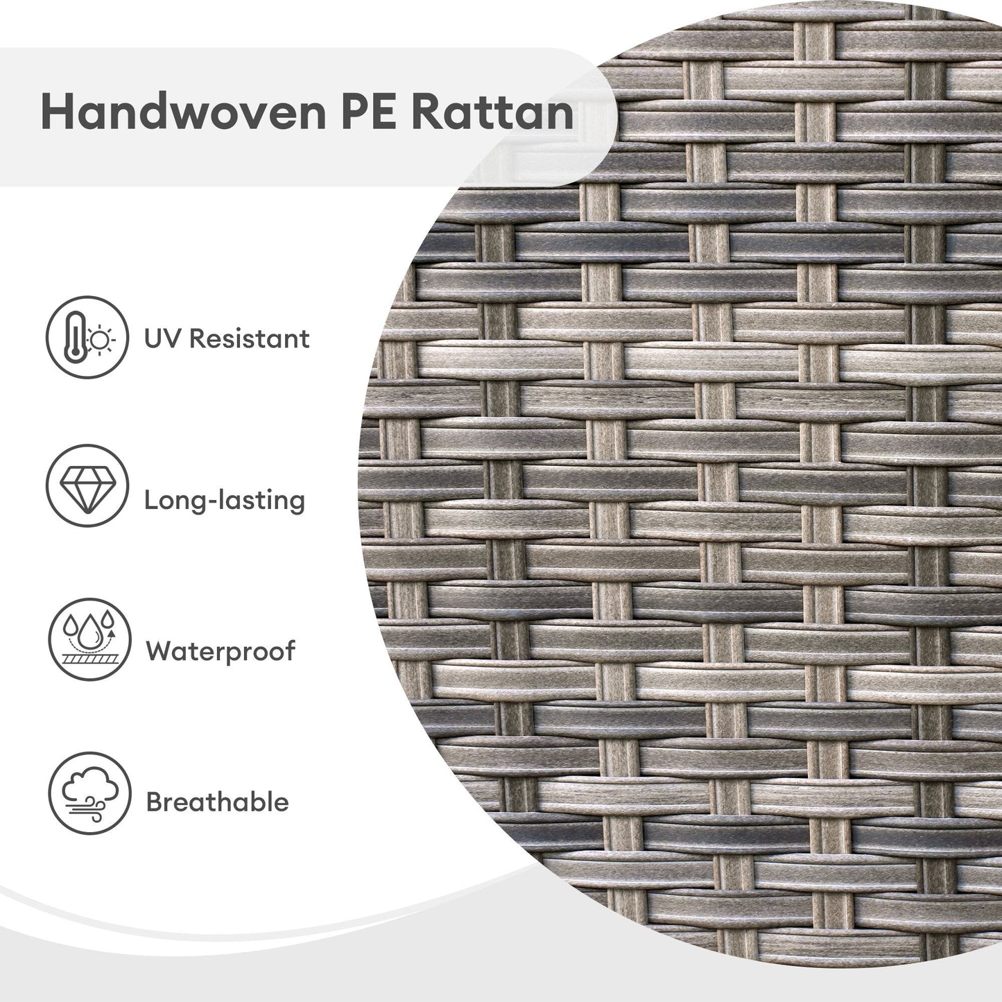 Set da conversazione con divano a due posti in vimini da giardino OVIOS da 6 pezzi