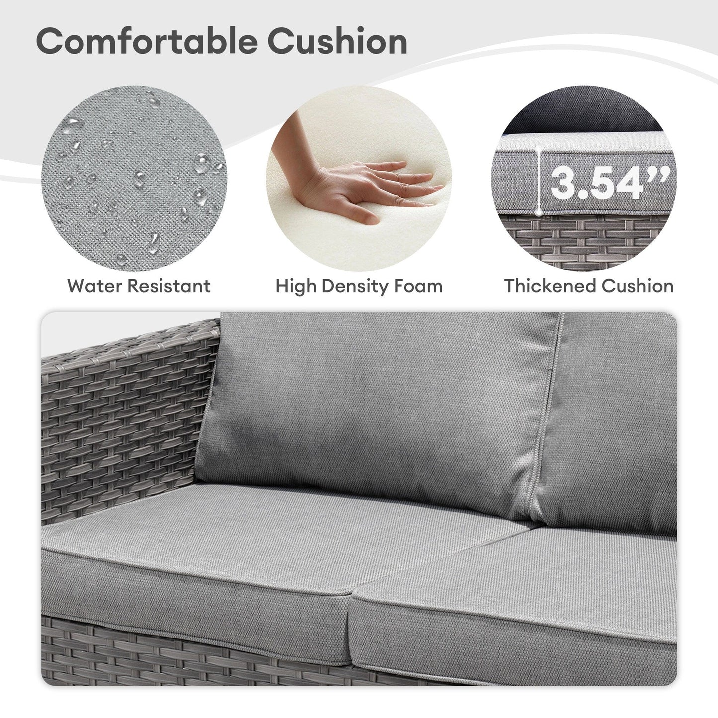 Set da conversazione con divano a due posti in vimini da giardino OVIOS da 6 pezzi