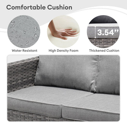 Set da conversazione con divano a due posti in vimini da giardino OVIOS da 6 pezzi