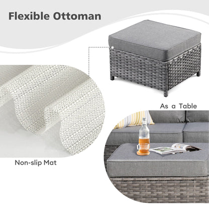 Set da conversazione con divano a due posti in vimini da giardino OVIOS da 6 pezzi