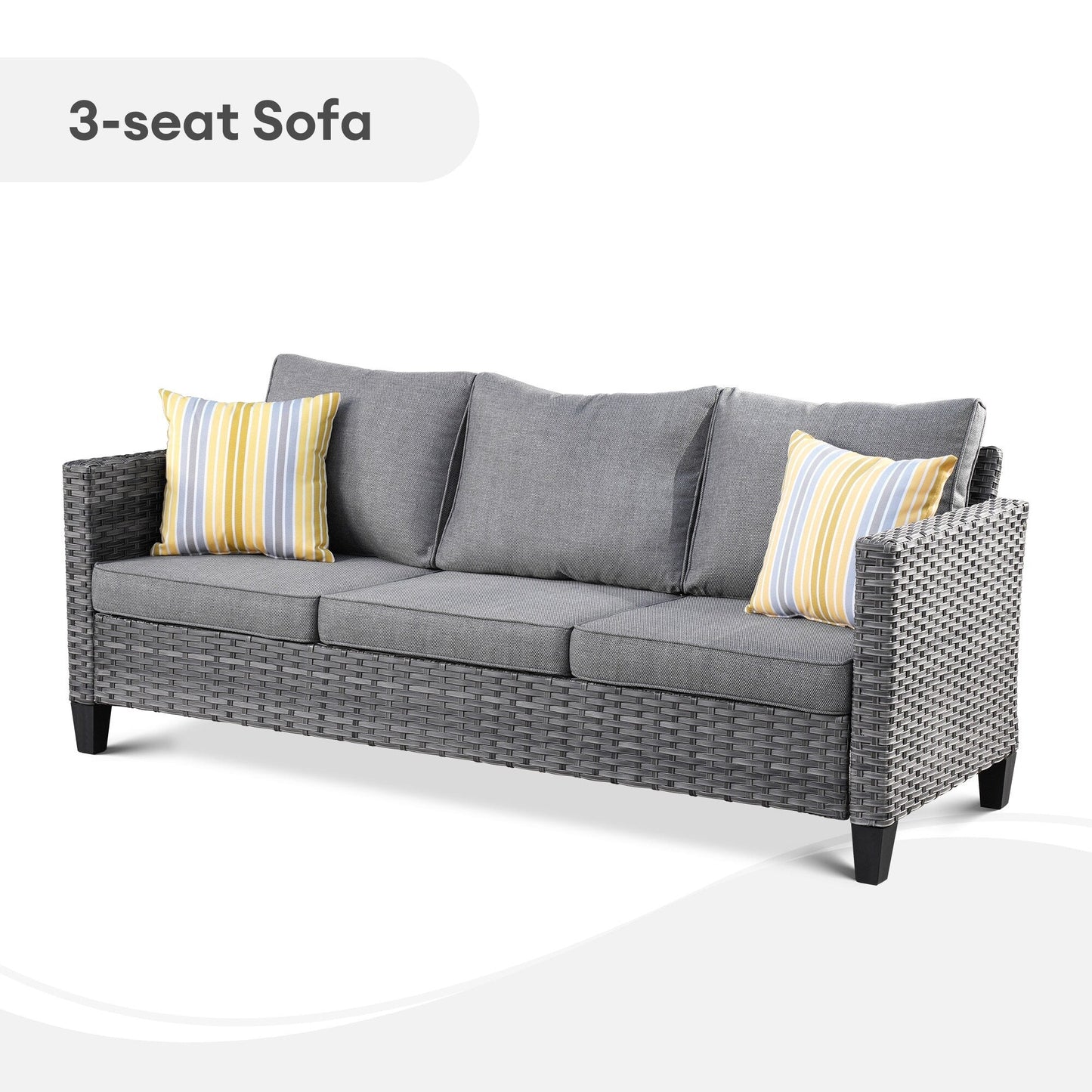 Set da conversazione con divano a due posti in vimini da giardino OVIOS da 6 pezzi