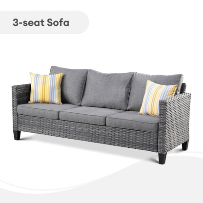 Set da conversazione con divano a due posti in vimini da giardino OVIOS da 6 pezzi