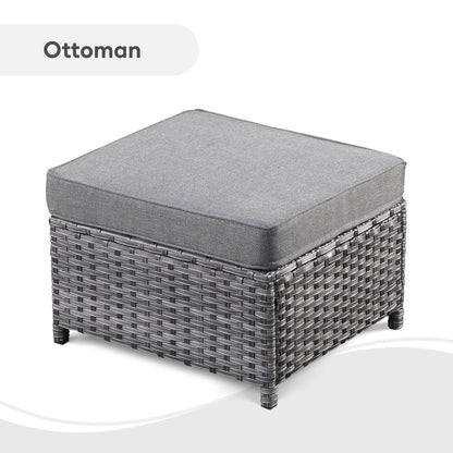 Set da conversazione con divano a due posti in vimini da giardino OVIOS da 6 pezzi