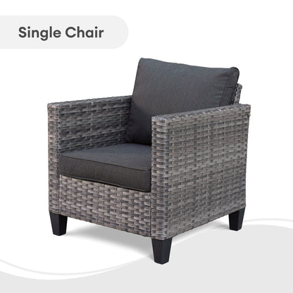 Set da conversazione con divano a due posti in vimini da giardino OVIOS da 6 pezzi