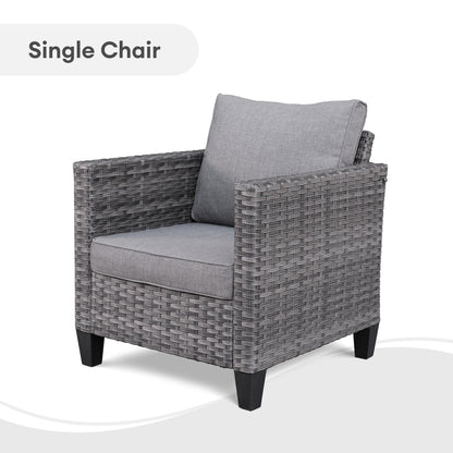 Set da conversazione con divano a due posti in vimini da giardino OVIOS da 6 pezzi