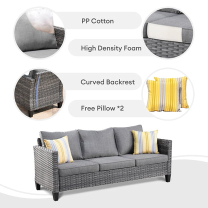 Set da conversazione con divano a due posti in vimini da giardino OVIOS da 6 pezzi