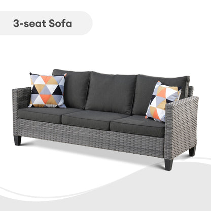 Set da conversazione con divano a due posti in vimini da giardino OVIOS da 6 pezzi