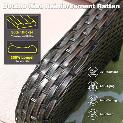 Set di mobili da giardino in vimini OVIOS da 6 pezzi con tavolo da fuoco da 42 pollici