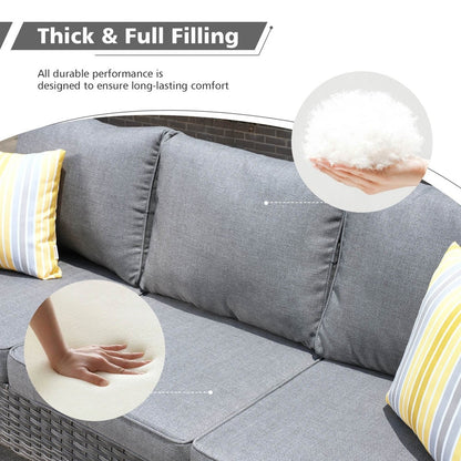 Set di divani da conversazione in vimini da giardino OVIOS da 6 pezzi con sedie a dondolo girevoli