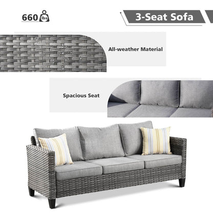 Set di divani da conversazione in vimini da giardino OVIOS da 6 pezzi con sedie a dondolo girevoli