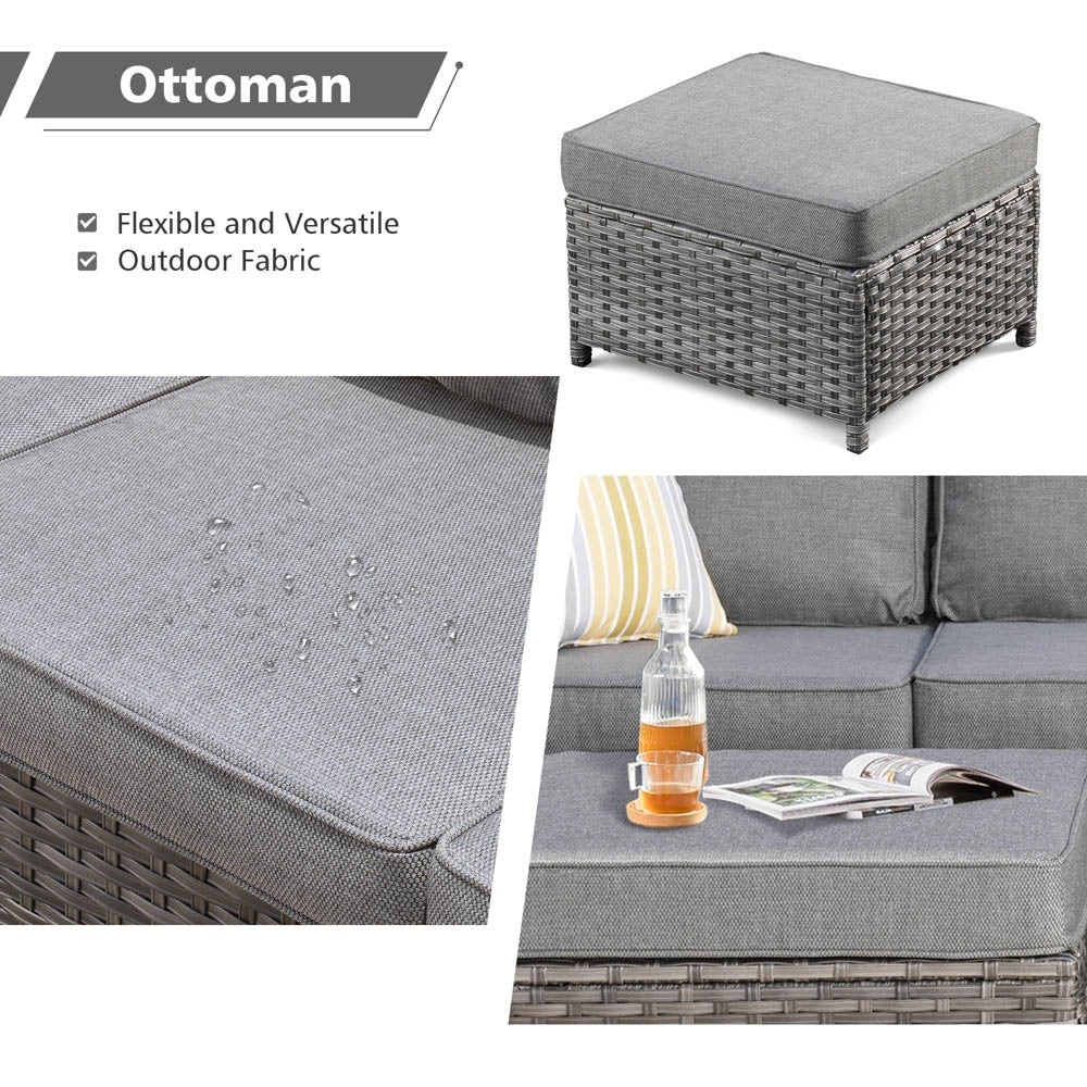 Set di divani da conversazione in vimini da giardino OVIOS da 6 pezzi con sedie a dondolo girevoli