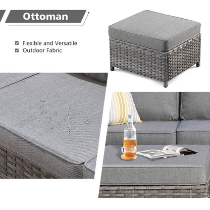 Set di divani da conversazione in vimini da giardino OVIOS da 6 pezzi con sedie a dondolo girevoli