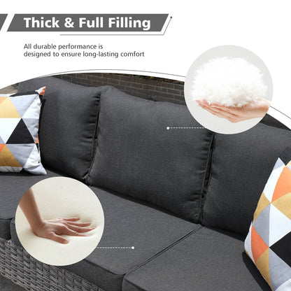 Set di divani da conversazione in vimini da giardino OVIOS da 6 pezzi con sedie a dondolo girevoli