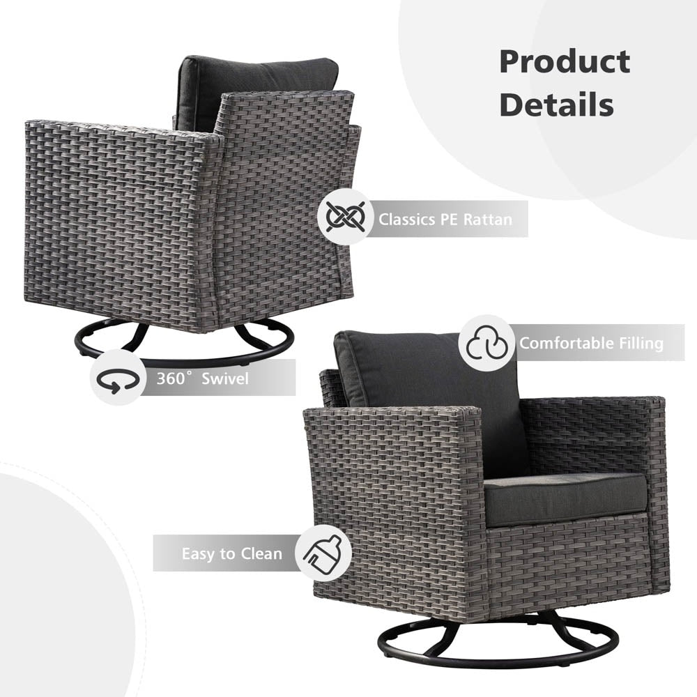 Set di divani da conversazione in vimini da giardino OVIOS da 6 pezzi con sedie a dondolo girevoli