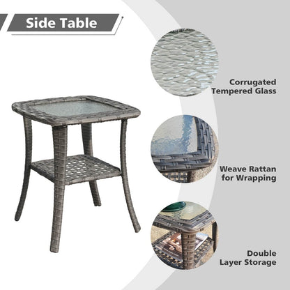 Set di divani da conversazione in vimini da giardino OVIOS da 6 pezzi con sedie a dondolo girevoli