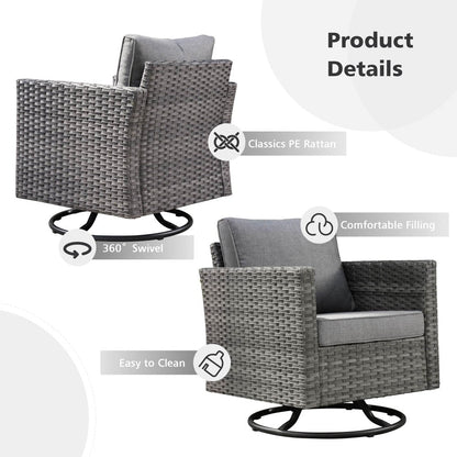 Set di divani da conversazione in vimini da giardino OVIOS da 6 pezzi con sedie a dondolo girevoli