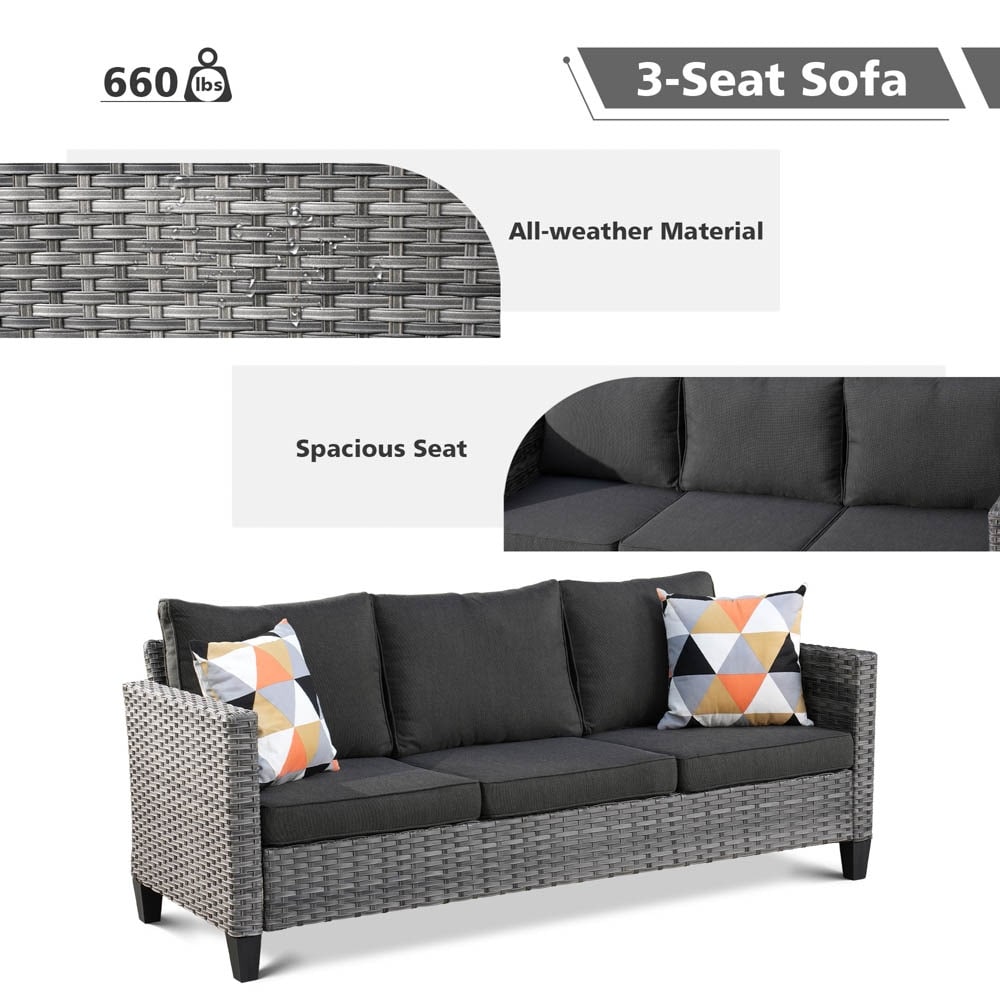 Set di divani da conversazione in vimini da giardino OVIOS da 6 pezzi con sedie a dondolo girevoli